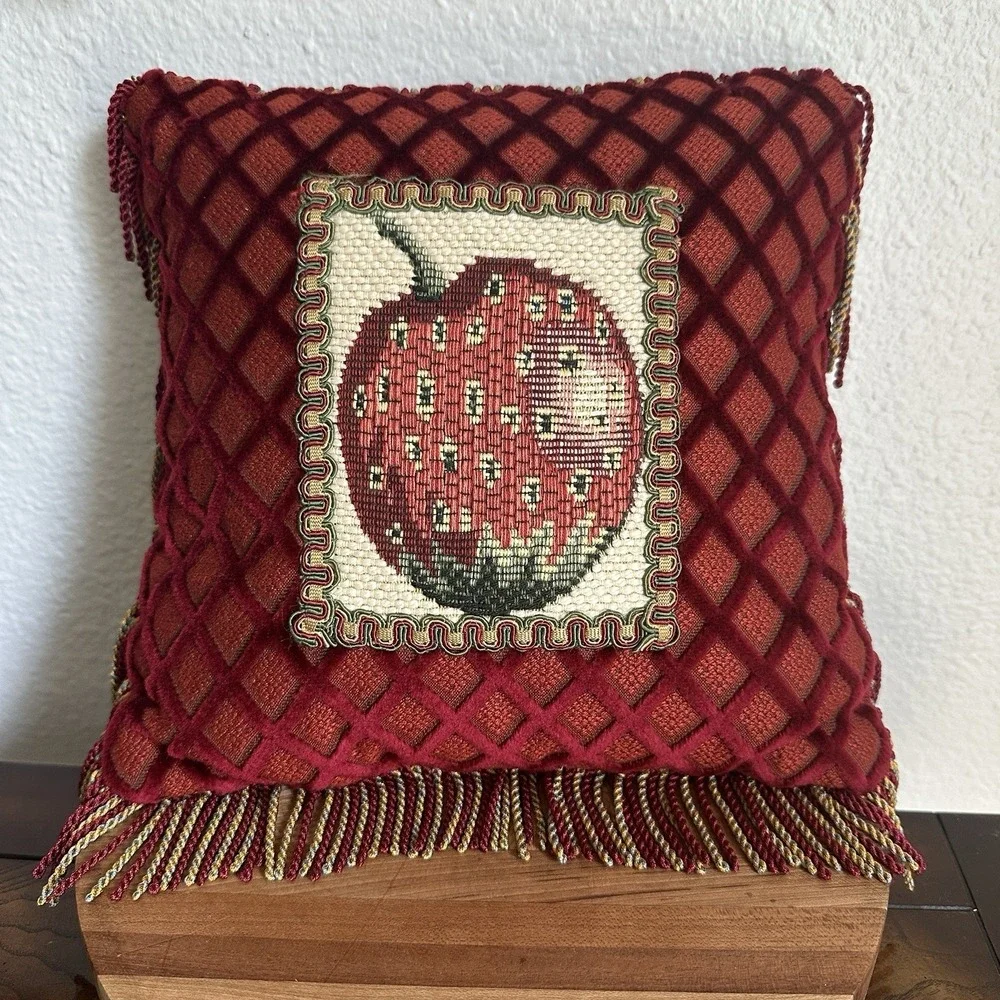 Sweet Dreams‎ Inc Neiman Marcus Pillow 10x10 inch Strawberry Tapestry Decorative